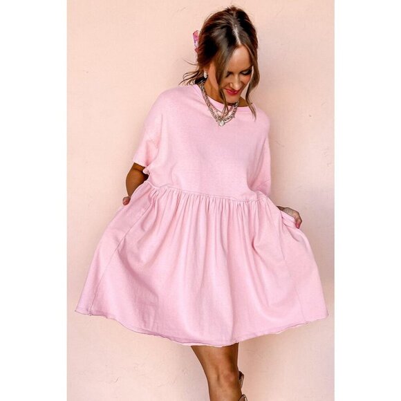 NWT ROSIE Bubblegum Pink Babydoll T Shirt Dress - Picture 7 of 13